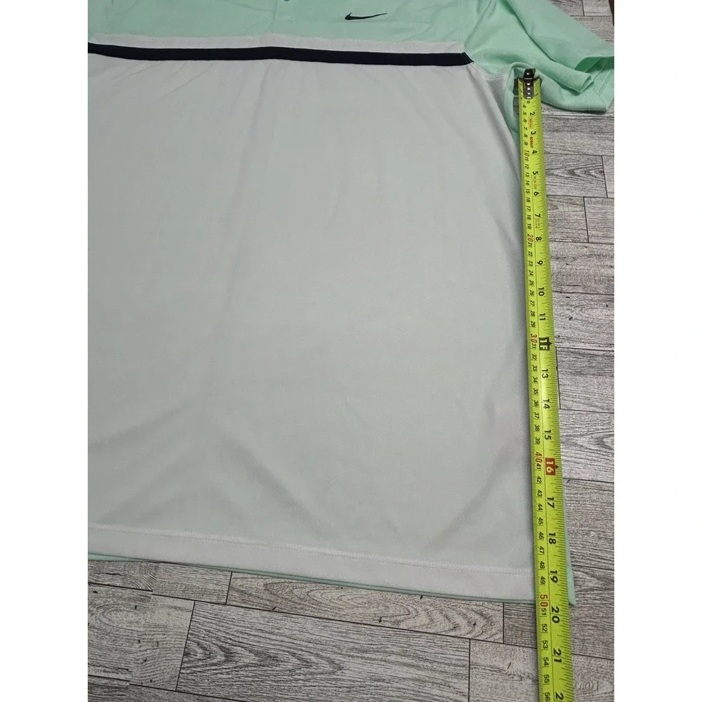 Mens Nike Dri-Fit‎ Athletic Golf Polo Men's Light Mint Green Black And White XL